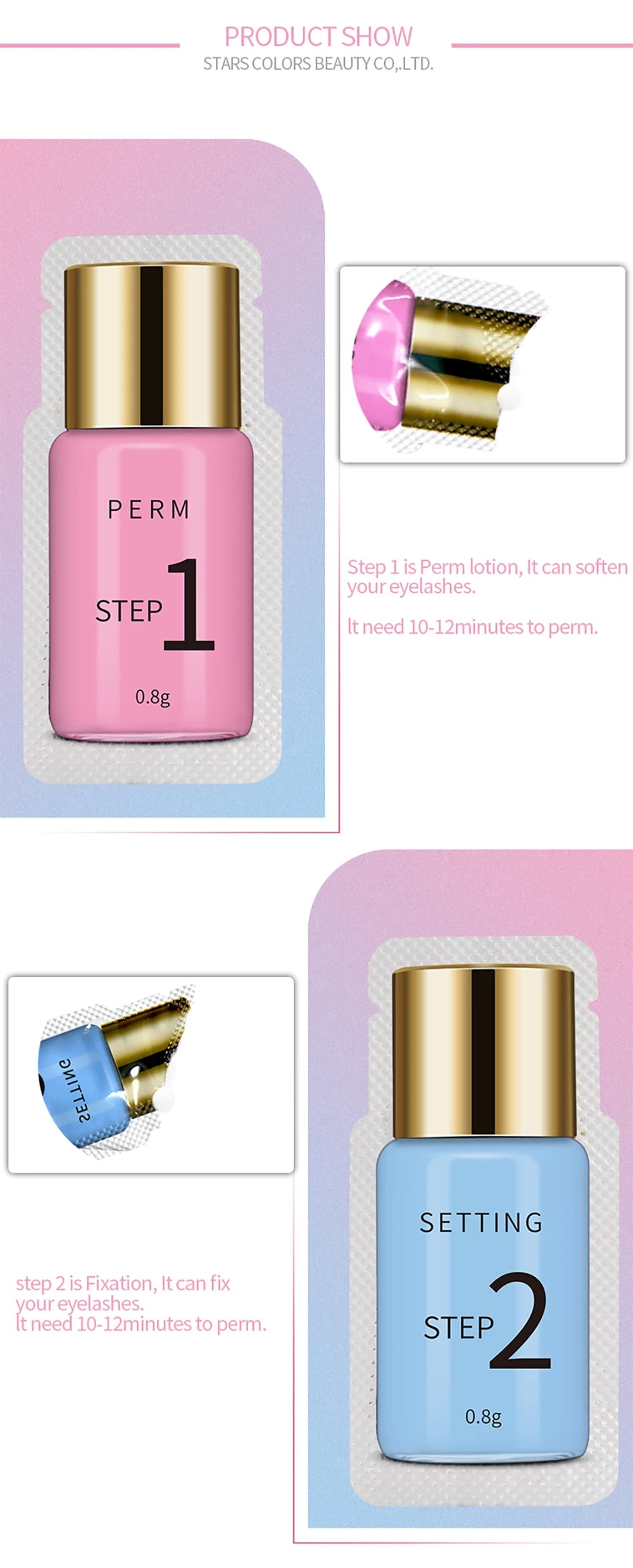Lash Lift Loção Sachet, Perm e Setting Loção, Ferramentas de Maquiagem dos Olhos, 8-12 Minutos, 0,8g por Saco, 10 Pares por Lote