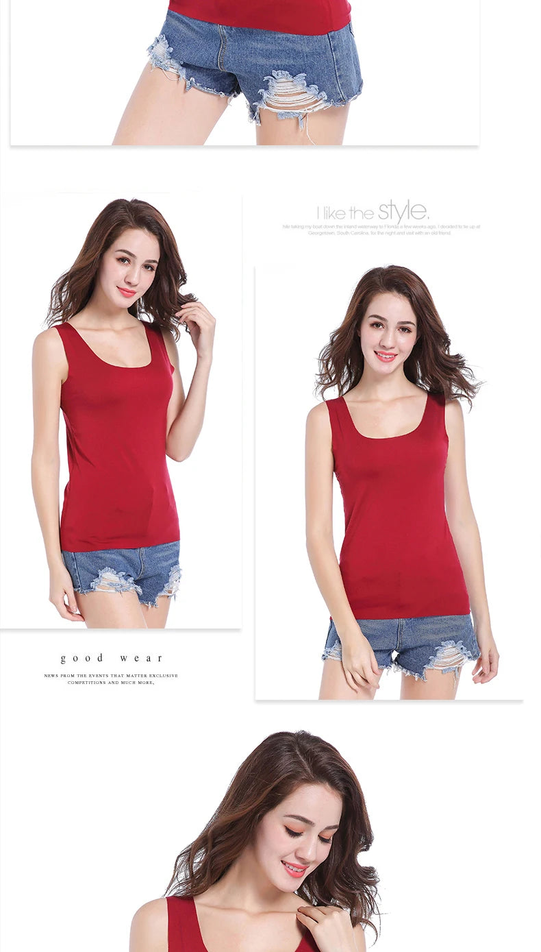 Camisetas Sem Costura de Alta Qualidade para Mulheres, Tops de Modal Macio, Camisetas Sem Mangas Brancas, Tops Sem Marcas