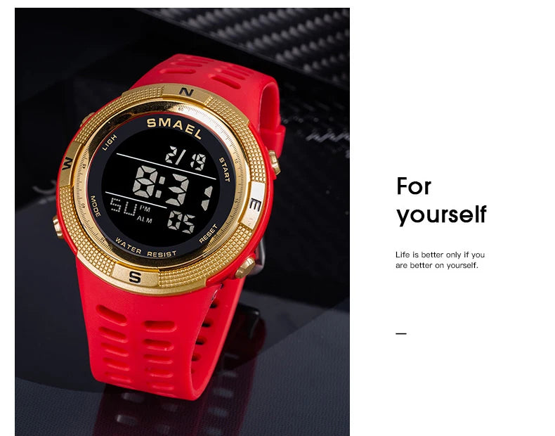 Relógios desportivos à prova dwaterproof água led digital relógio de volta luz alarme semana display cronômetro relógios de pulso 1915 relógio digital para homem