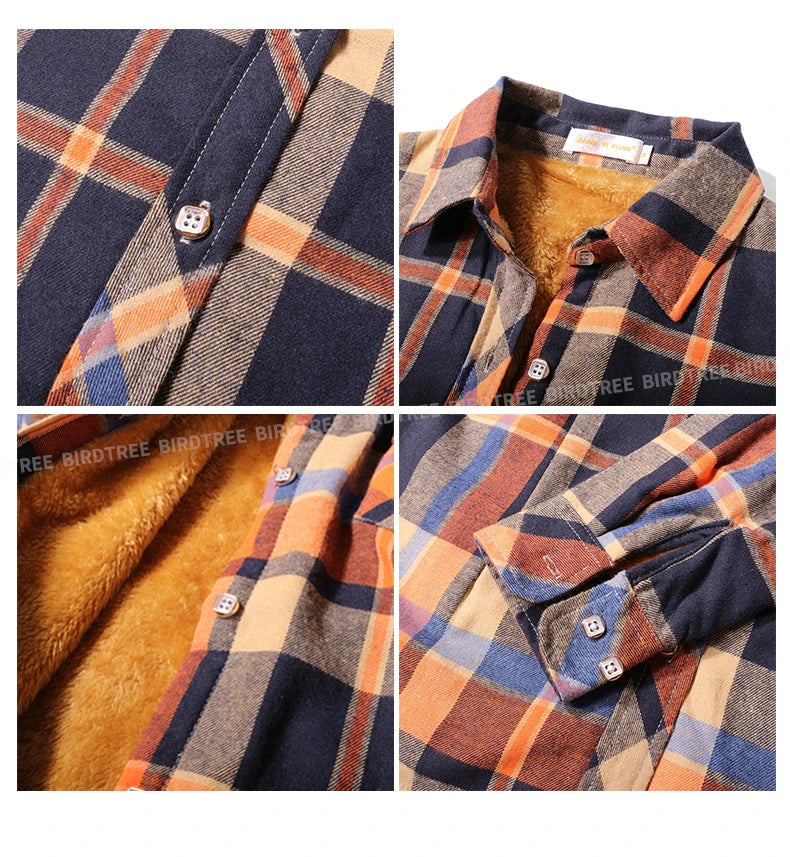 Camisa Xadrez Feminina de Veludo Grossa e Quente, Blusa Casual de Manga Longa com Forro de Lã para Inverno, Tamanhos M-5XL, Roupa de Outono T77710A