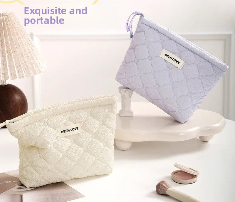 Conjunto de bolsa de maquiagem acolchoada bolsa de maquiagem feminina grande floral sacos de maquiagem bonito algodão bolsa cosmética viagem saco de armazenamento de produtos de higiene pessoal