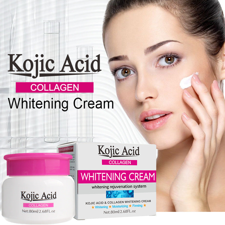 Creme Hidratante Ácido Kójico de Colágeno, Nutrido, Pele Danificada, Brilhante e Suave, Facial, Cuidado, Reparação, R1U9, 80ml