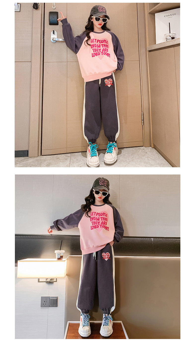 Meninas adolescentes agasalho outono inverno velo grosso quente moletom duas peças crianças conjunto de roupas escola casual roupas esportivas 5-14y