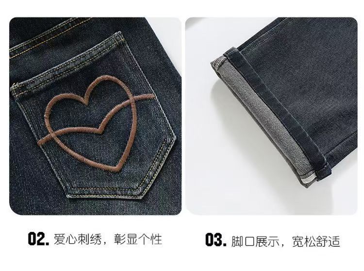 Meninas adolescentes jeans com lã outono inverno moda casual crianças perna larga calças jeans isoladas escola crianças denim