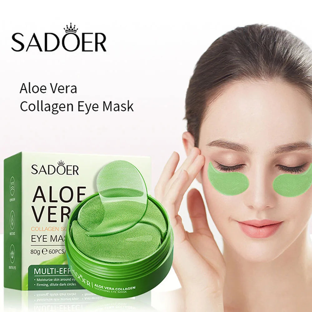60 pçs/caixa aloe vera colágeno máscara de olho anti círculos escuros remover sacos de olhos hialurônico hidratante endurecimento remendos de olho cuidados com a pele