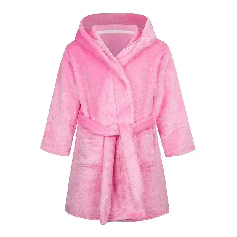 Crianças pijamas macios roupão de flanela de inverno 2025 novo dos desenhos animados bonito pijamas meninos meninas outono roupões com capuz homewear