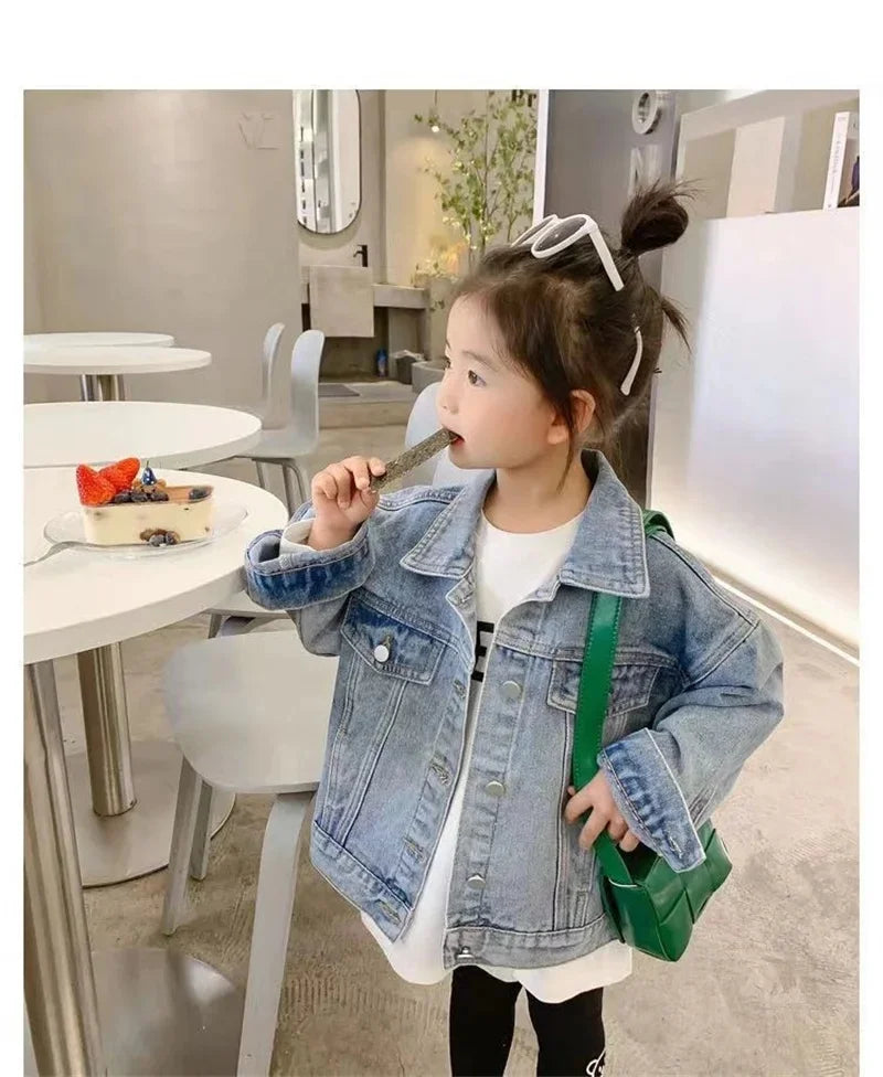 Meninas denim jaquetas novas crianças moda dos desenhos animados outerwear crianças manga longa roupas casuais 2-10 anos adolescente tendências casacos