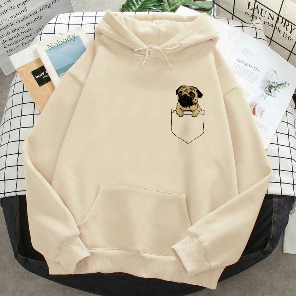 Hoodies japoneses Pug para mulheres, Moletons engraçados, Roupas Femininas Anime