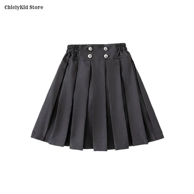 Meninas coreano japonês preppy listrado blusa saias meninos camisas shorts crianças conjuntos de roupas verão estudantes uniformes escolares