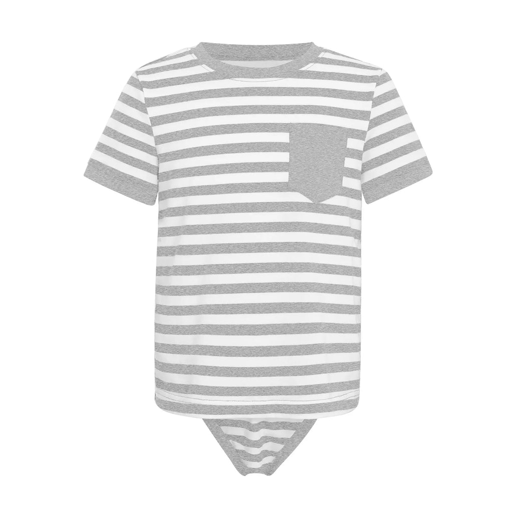 Roupas Adaptativas para Crianças com Necessidades Especiais, Macacão de Manga Curta com Botão Pressionado, Estilo T-shirt 2 em 1