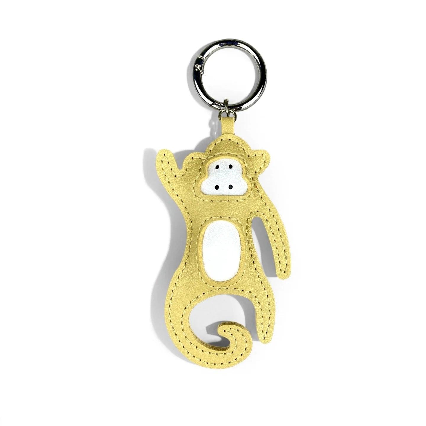 Conjunto de Chaveiro e Estojo para Fones de Ouvido em Couro PU Artesanal com Macaco/Adorável Macaco Pequeno com Cauda Encaracolada Divertida/Presente/Acessório