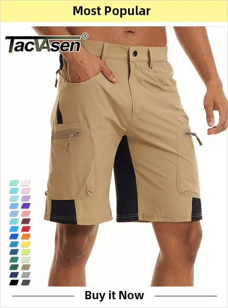 Tacvasen-camiseta de manga curta com bolsos com zíper para homens, roupas de estilo safári, cor sólida, para caminhadas e trabalho, para o verão