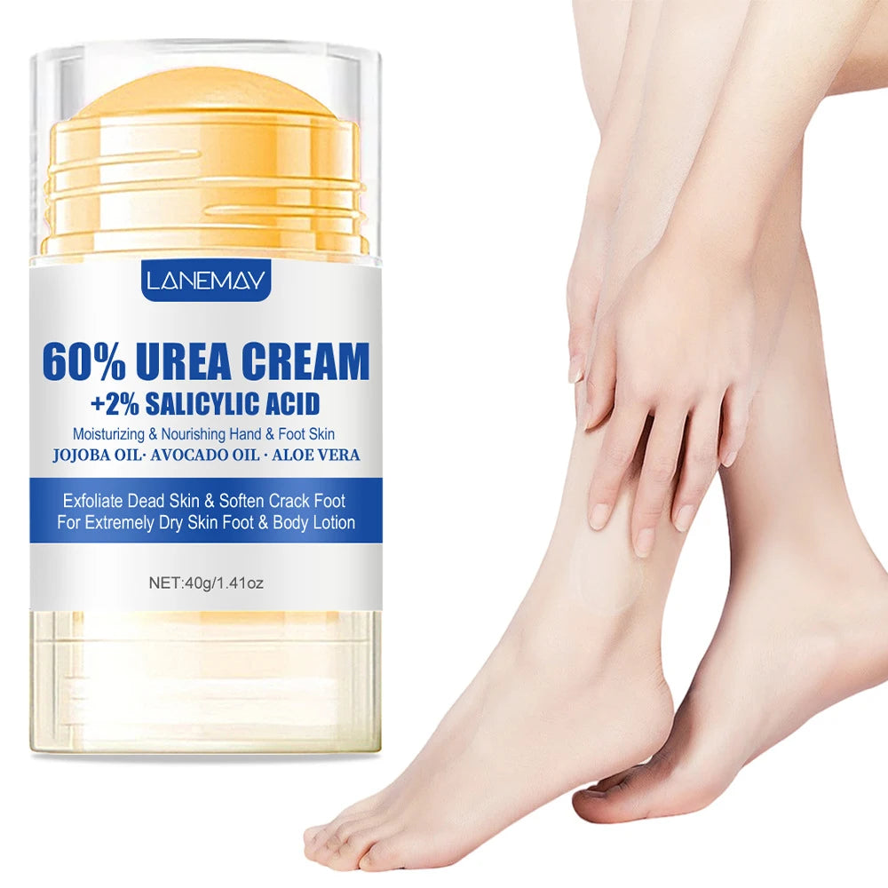 Creme Ultra-Hidratante para Pés com 60% de Ureia, Suaviza Pés Secos e Rachados, Exfoliação Suave, Creme Hidratante para Cuidados com os Pés