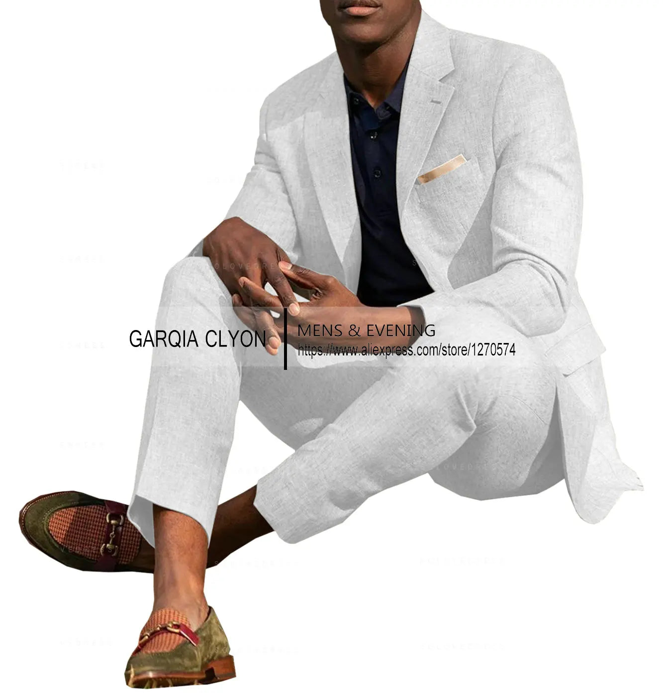 Ternos masculinos de linho, 2 peças, verão, casual, lapela de entalhe, ternos de casamento masculinos (blazer + calça)