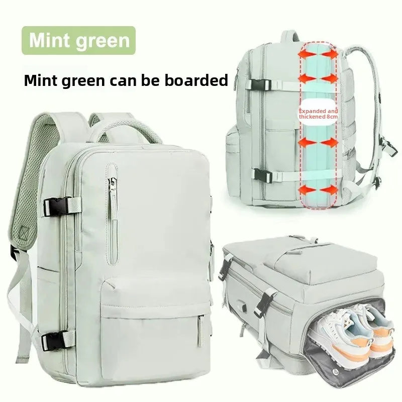 Mochila de viagem expansível de grande capacidade, bolsa de ombro dupla para viagens de negócios, montanhismo e transporte de computador
