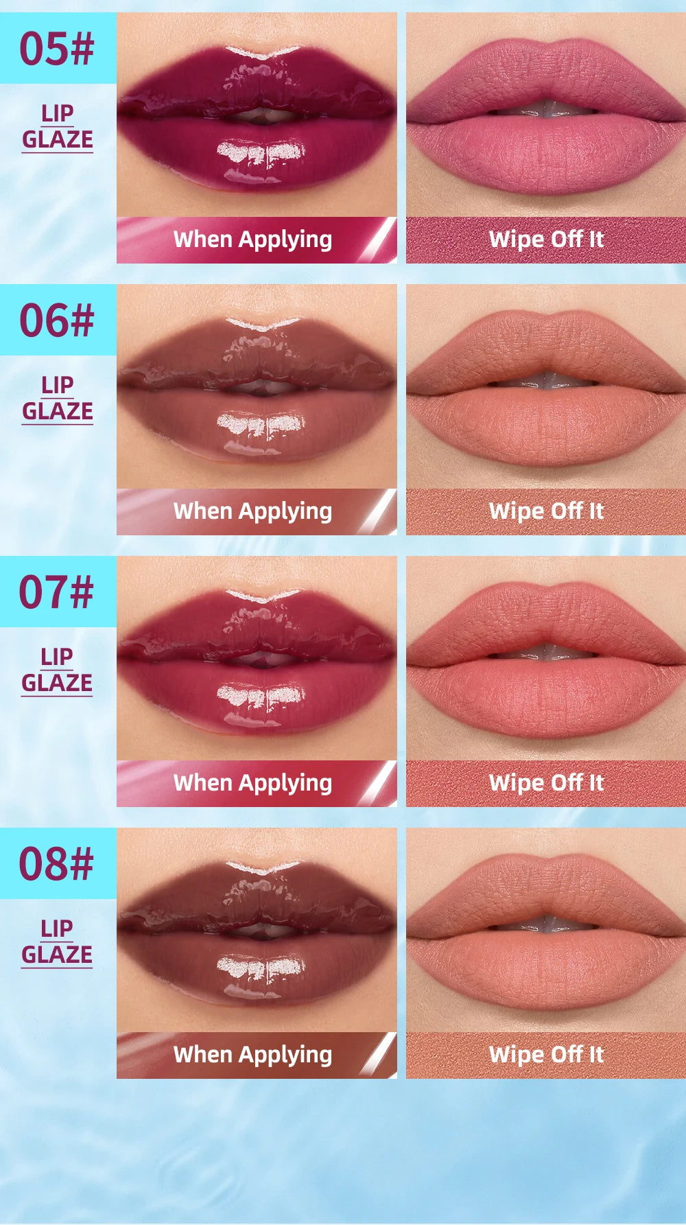 Brilho Labial Cristal QIBEST, Glaze Labial Hidratante de Longa Duração, Gloss Hidratante para Lábios