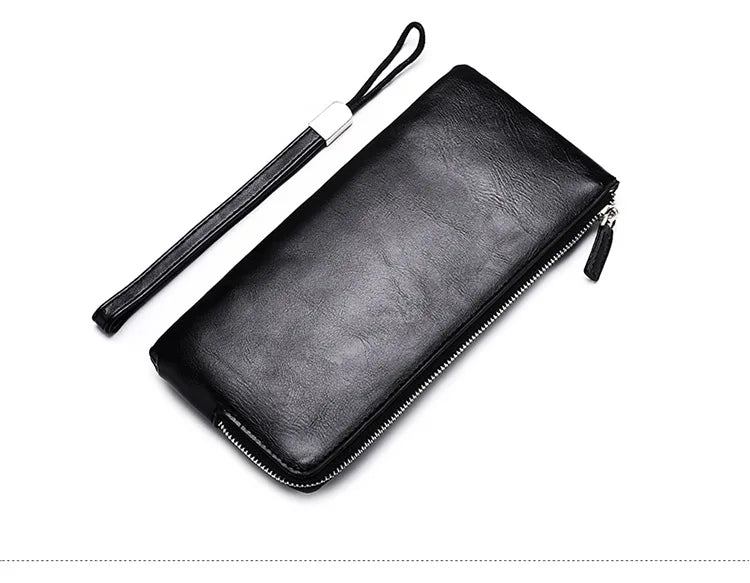 Carteiras clássicas com zíper estilo longo masculino, porta-cartão, grande capacidade, grande para celular, marca de luxo, bolsa masculina, qualidade