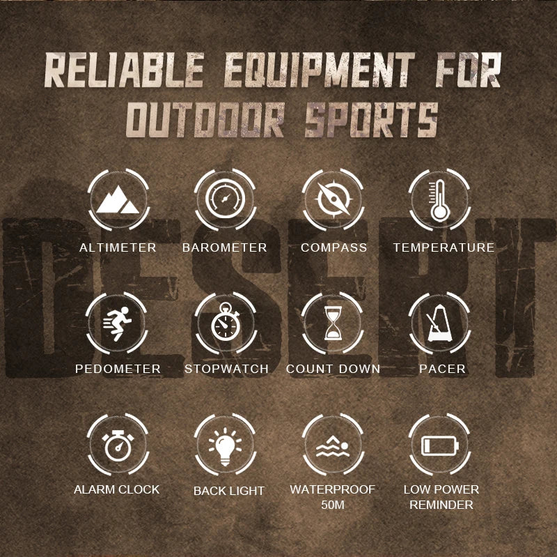 North edge deserto relógio digital masculino esportes ao ar livre correndo natação esporte ao ar livre relógios altímetro barômetro bússola wr50m