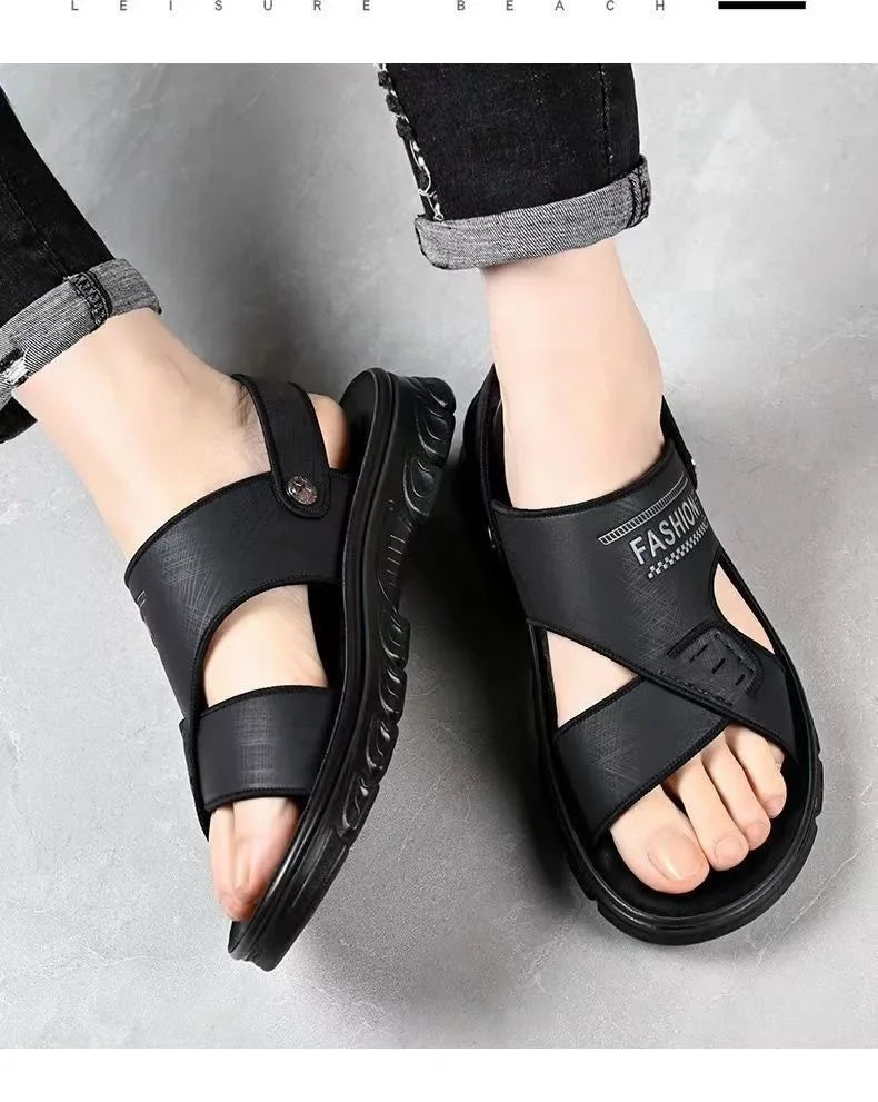 Sandálias de Praia Masculinas de Verão, Reforçadas, Antiderrapantes, Resistentes ao Desgaste, Respiráveis, para Dirigir, Material PVC, Calçados para Adultos