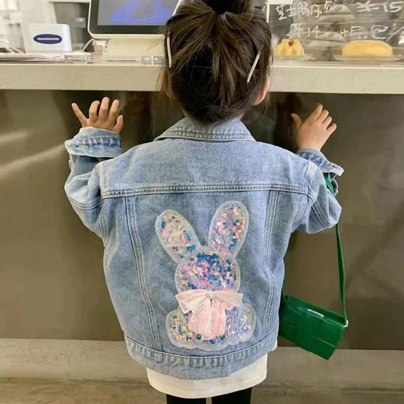 Meninas denim jaquetas novas crianças moda dos desenhos animados outerwear crianças manga longa roupas casuais 2-10 anos adolescente tendências casacos