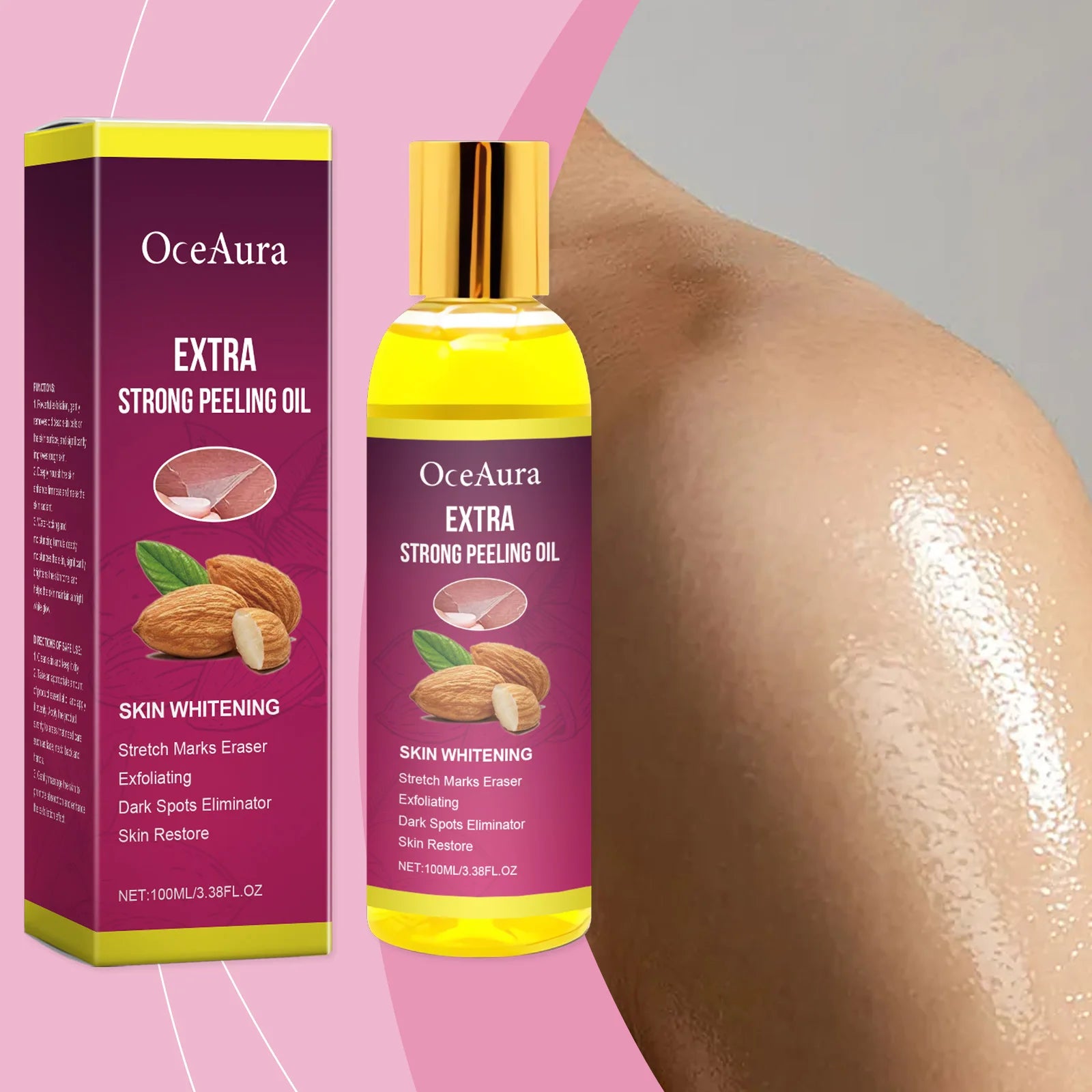 Óleo esfoliante corporal, limpeza e nutritivo para cuidados com a pele seca, tratamento de polimento para pele brilhante