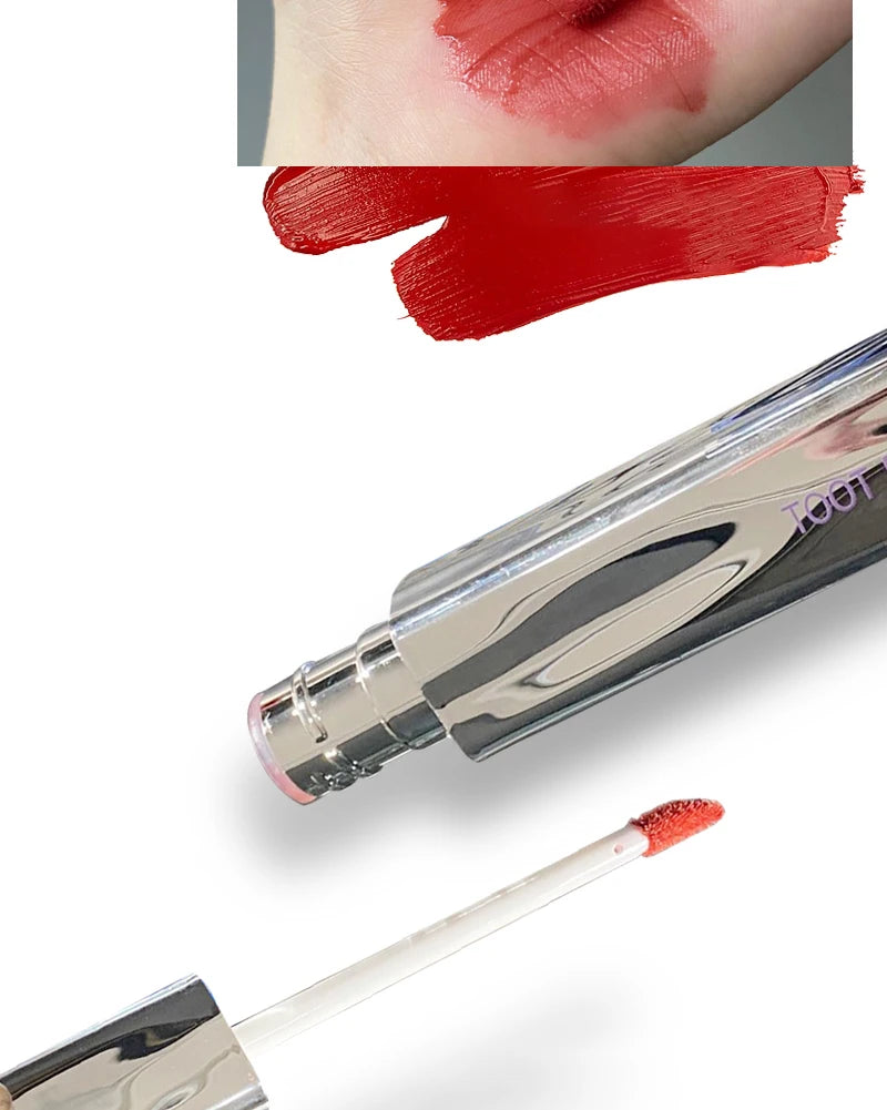 Punk roxo espelho água brilho labial tubo de prata vermelho lábio esmalte vidro óleo labial à prova dwaterproof água batom líquido nude claro matiz maquiagem 1pc