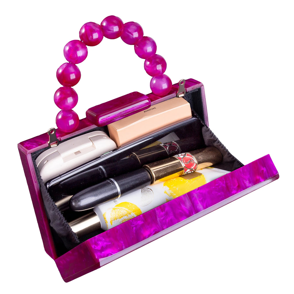 Beading bolsa de mármore acrílico caixa luxo embreagem sacos noite festa casamento corrente bolsa ombro jantar vestido bolsa festival presente
