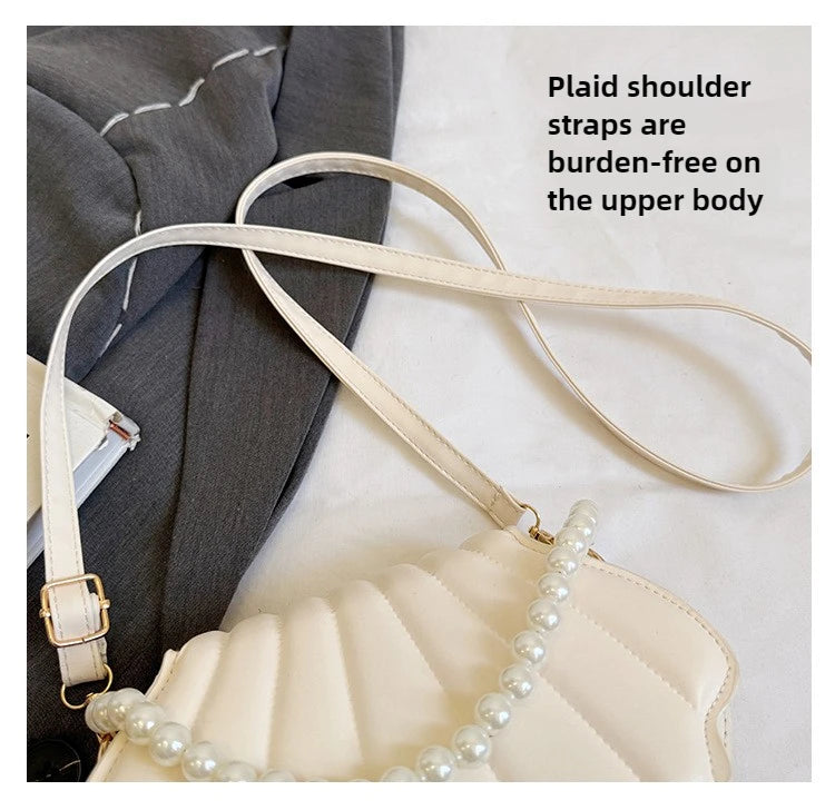 Francês pérola corrente bolsa feminina concha moda bolsa de ombro couro do plutônio bolsa embreagem novidade sólido chique hobo saco pequena mochila