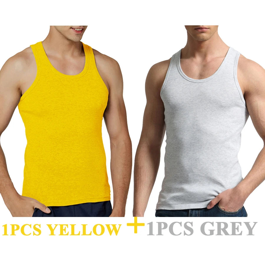Regatas masculinas 100% algodão sólido colete masculino respirável sem mangas topos fino casual ginásio correndo confortável camiseta presente dos homens