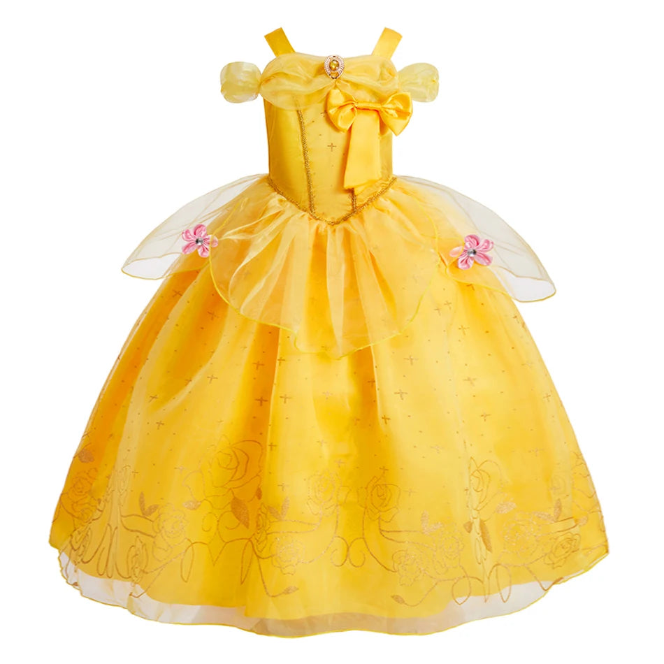 Meninas halloween belle vestidos menina neve branca vestido crianças natal carnaval cosplay roupas crianças trajes de princesa