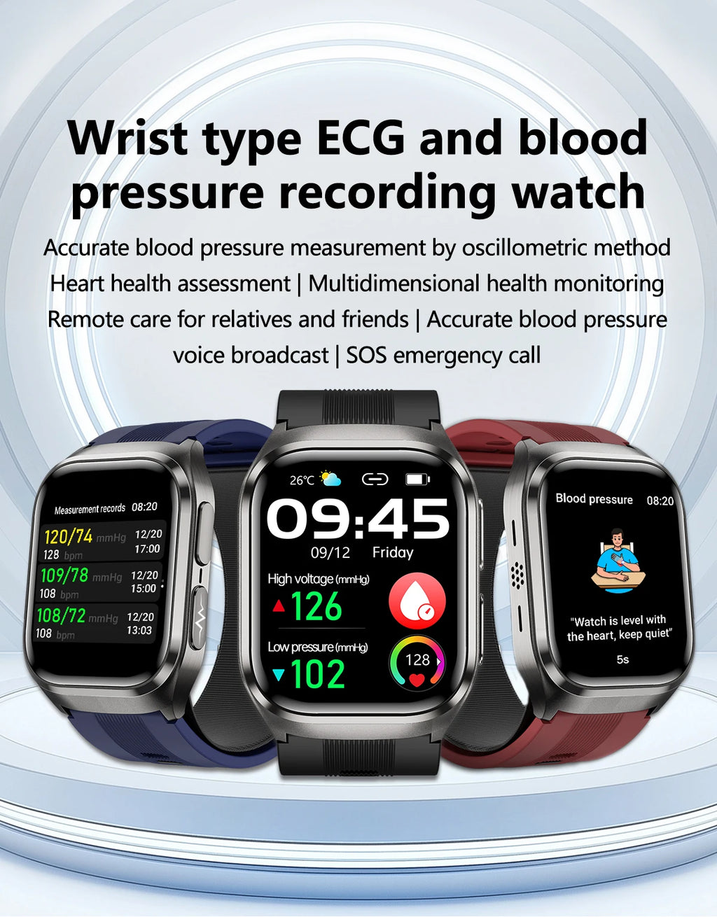 Novo Relógio de Saúde 2026: Medição Precisa de Pressão Arterial, Ácido Úrico e Lipídios no Sangue – Smartwatch Masculino e Feminino à Prova d'Água com Airbag