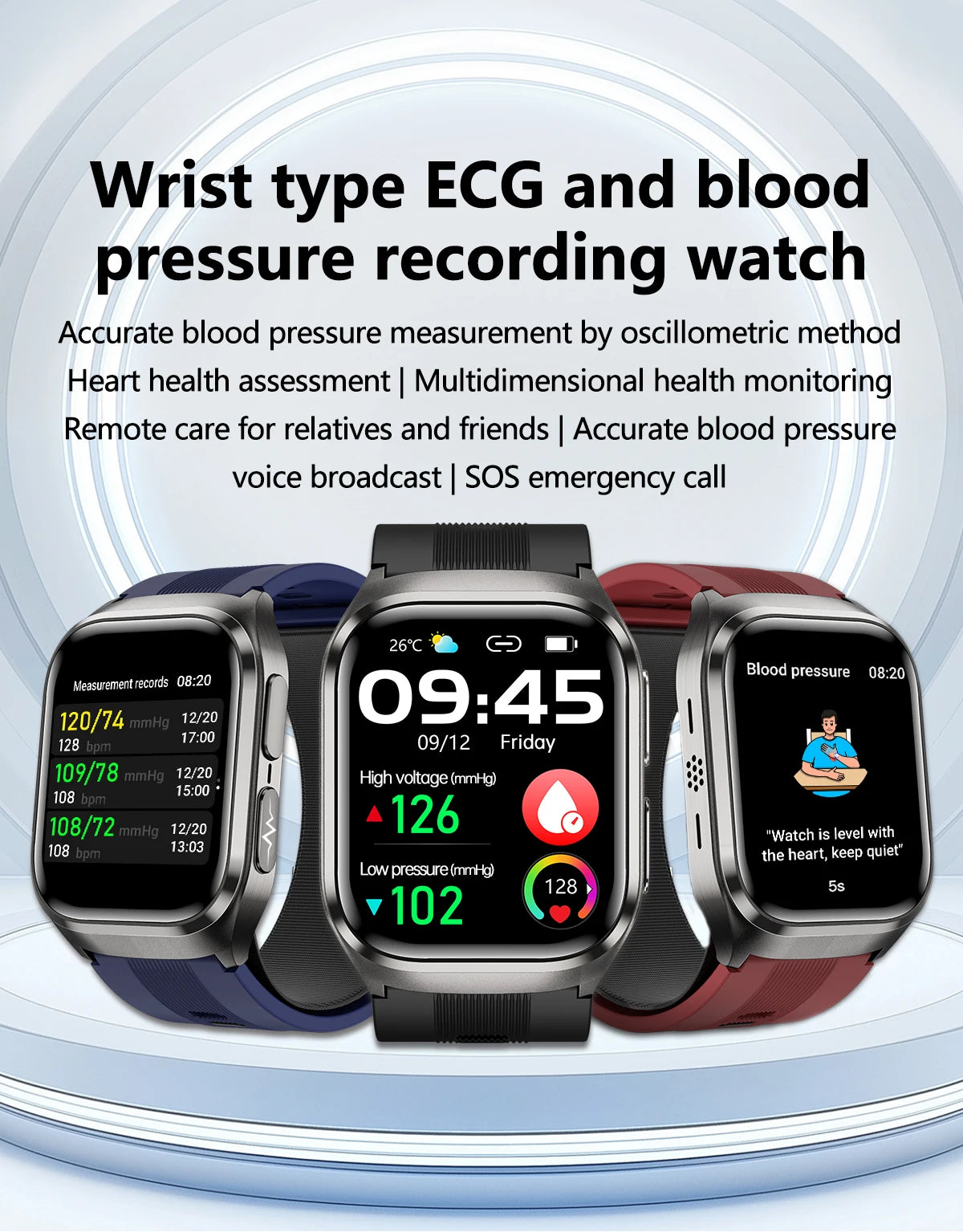 Novo Relógio de Saúde 2026: Medição Precisa de Pressão Arterial, Ácido Úrico e Lipídios no Sangue – Smartwatch Masculino e Feminino à Prova d'Água com Airbag