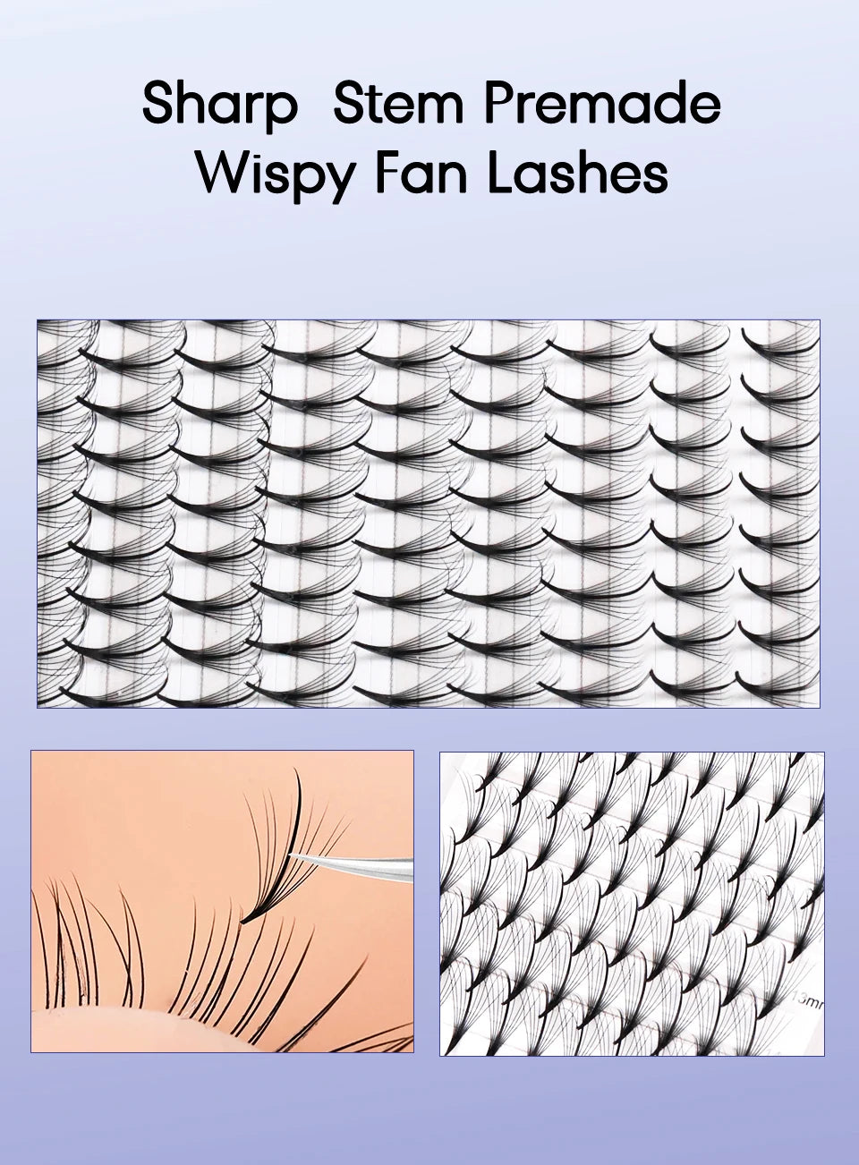Aguud 3d/5d/7d/9d fino pré-fabricado fãs lash extensão pontiaguda base promade pico fãs cluster cílios volume russo lash extensão