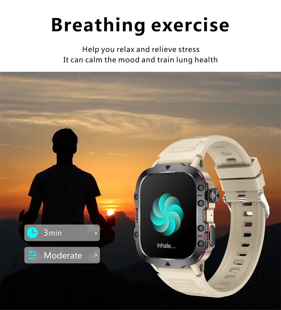 Lige novo militar relógio inteligente masculino esportes ao ar livre 3atm à prova dwaterproof água oxigênio no sangue bluetooth chamada relógios smartwatch para android
