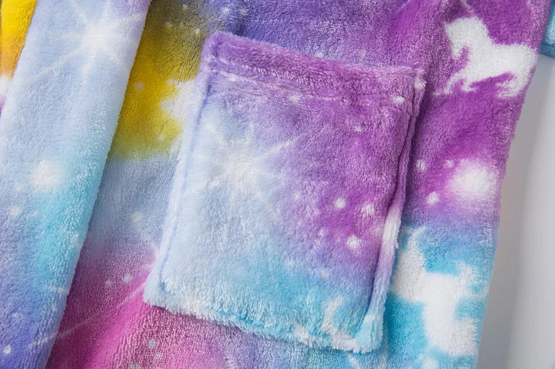 Roupão de banho infantil de dinossauro com capuz, pijama de unicórnio de desenho animado para meninos, roupões de banho de lã para meninas, roupa de dormir para bebês