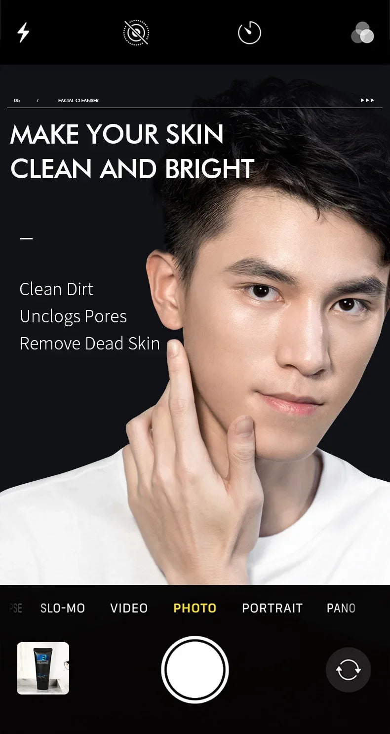 LAIKOU Limpador Facial Masculino 50g Limpeza Profunda Controle de Oleosidade Anti Acne Refrescante Hidratante Para Cuidados com a Pele Masculina