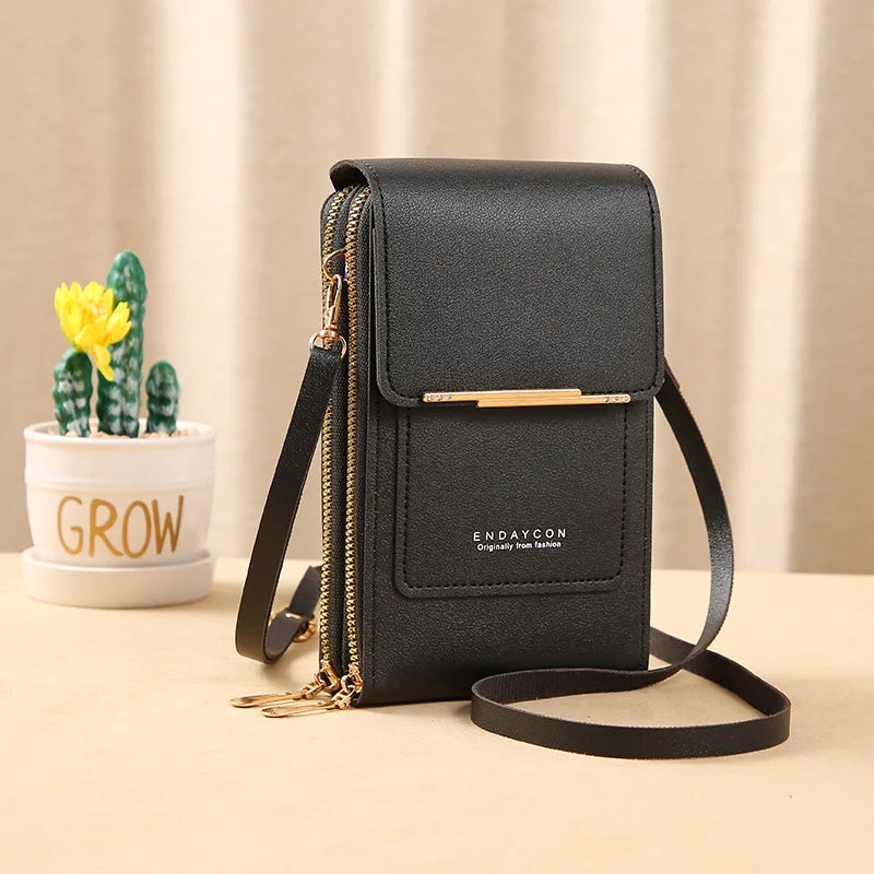 PU Leather Touch Screen Shoulder Bag para Mulheres, Feminino Crossbody Bolsas, Bolsa de telefone Bolsa de mão de grande capacidade, Drop Shipping, Novo