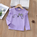 Primavera outono meninas camiseta de algodão topos para crianças dos desenhos animados camisas manga longa blusa do bebê da criança roupas inferiores
