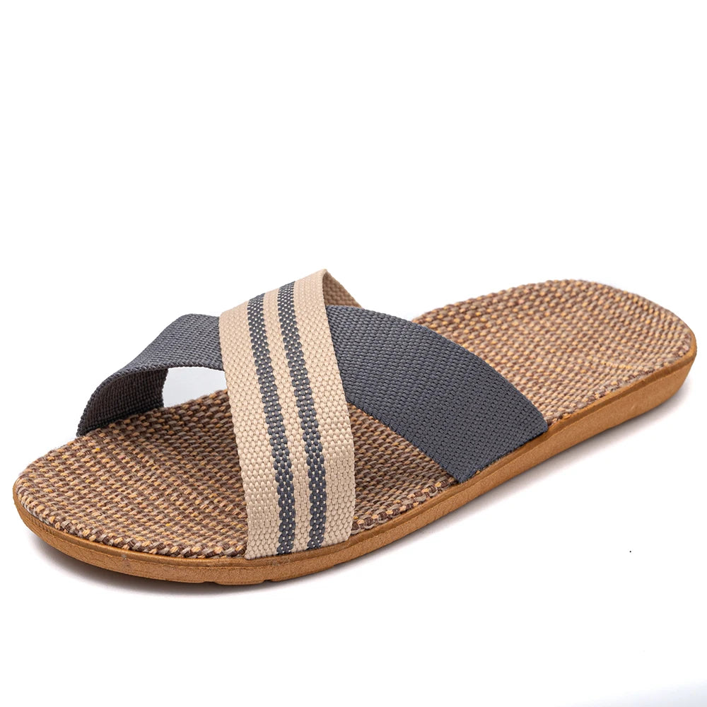 36-45 sandálias planas chinelos de praia verão casa linho leve eva antiderrapante slides para homens mulheres indoor ao ar livre flip flops