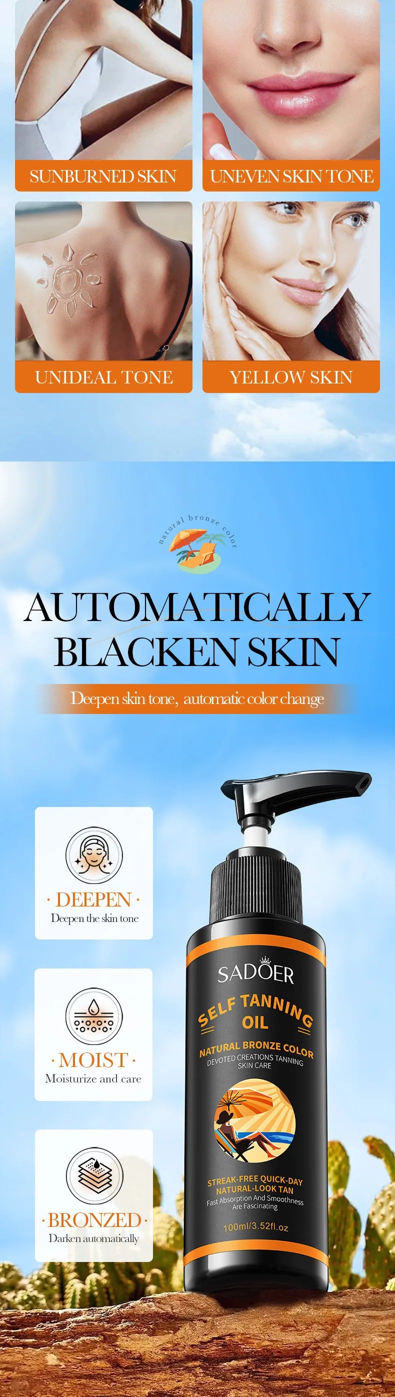 Spray de Bronzeamento 100ml: Textura Leve, Hidratante, Tonalidade Preta Bonita, Cria um Visual Mais Selvagem e Confiante. Grande Capacidade, Acabamento Bege Bonito, Sem Manchas, Secagem Rápida, Sem Efeito Bronzeador.