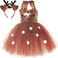 Trajes de veado de lantejoulas marrons para bebês meninas vestidos de princesa de natal crianças roupa de rena roupas de ano novo presente de natal