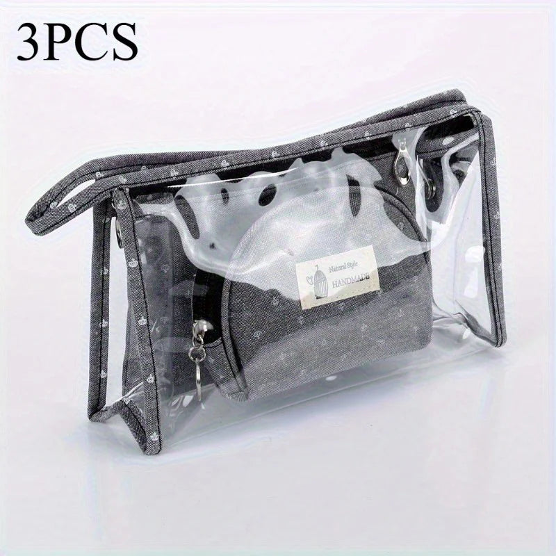 Conjunto de bolsa de maquiagem transparente, simples e conveniente para viagem