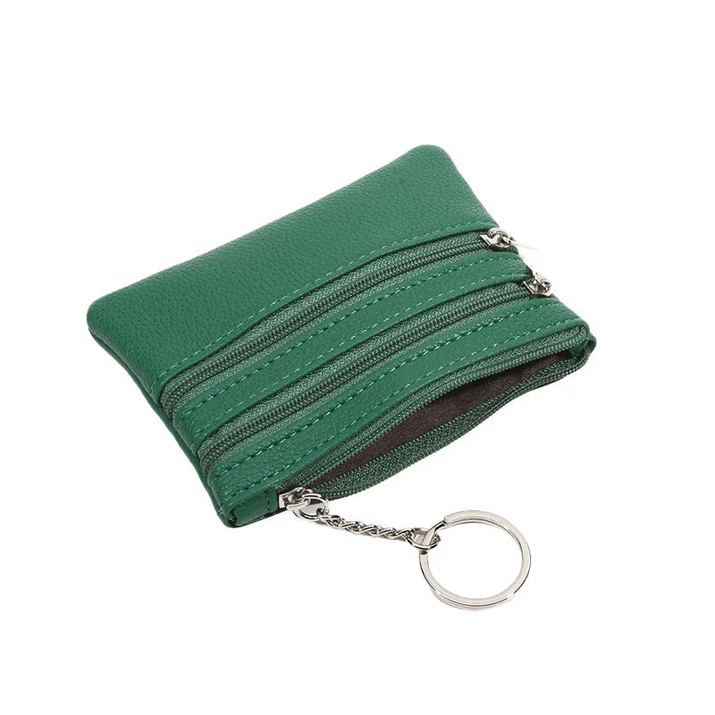 Bolsa de moedas de couro pu 2025 novo com chaveiro bolsa de bolso à prova d'água com zíper resistente ao desgaste porta-cartões de crédito masculino