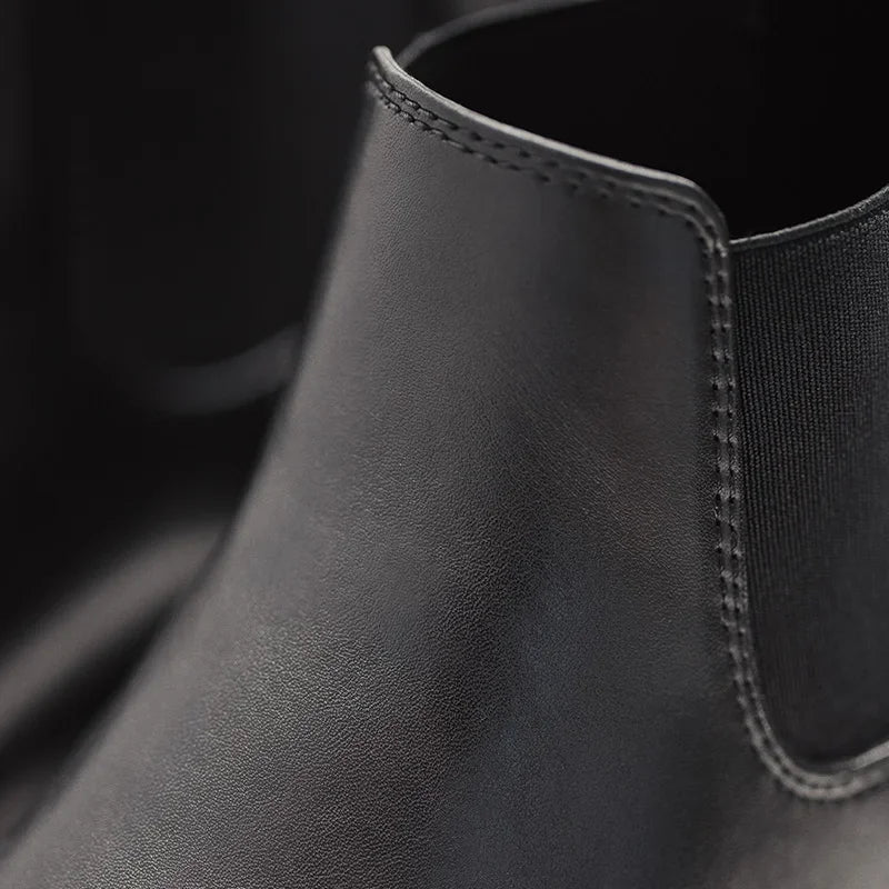 Botas Chelsea Vintage Masculinas Maden, Estilo Britânico, Botas Altas Pretas com Bico Redondo, Calçados Clássicos para Outono e Inverno