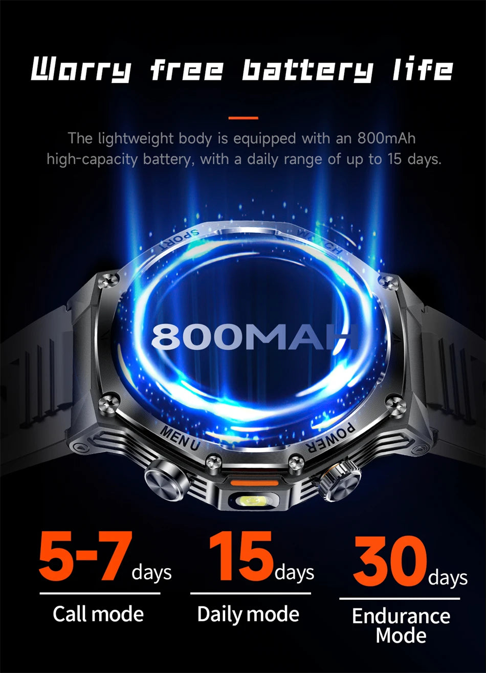 Novo relógio inteligente masculino 2025 chamada bluetooth um clique conexão relógios ip67 à prova dip67 água 800mah bateria smartwatch homem android ios