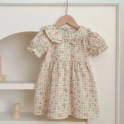 2025 novo verão crianças vestido 2-6 anos crianças vestidos de princesa manga voadora algodão bordado bebê menina vestido de festa irmã roupas