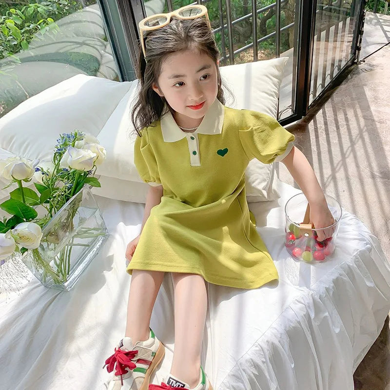 Novo Vestido Estilo Coreano 2026 para Crianças, Vestido de Verão Doce com Alças e Tule para Meninas