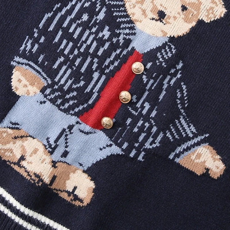 Colete camisola para crianças urso malha topos sem mangas pulôver de malha de natal bonito bebê meninos meninas roupas crianças sem mangas topos