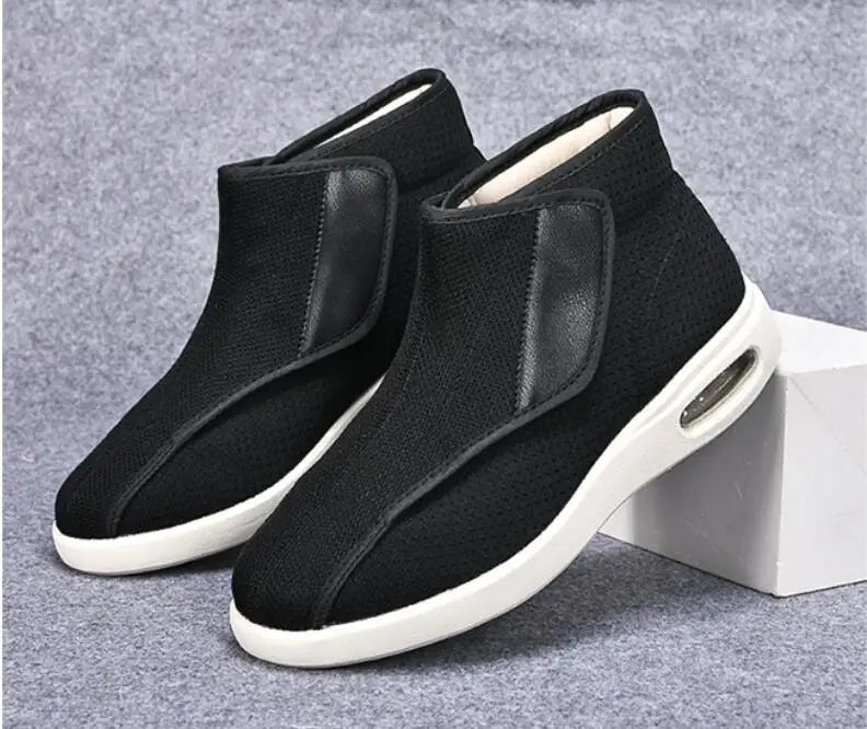 Ortopedia Pés largos Sapatos inchados para homens, calçados casuais, botas de lã quente, Thumb Eversion, conforto suave, recuperação diabética