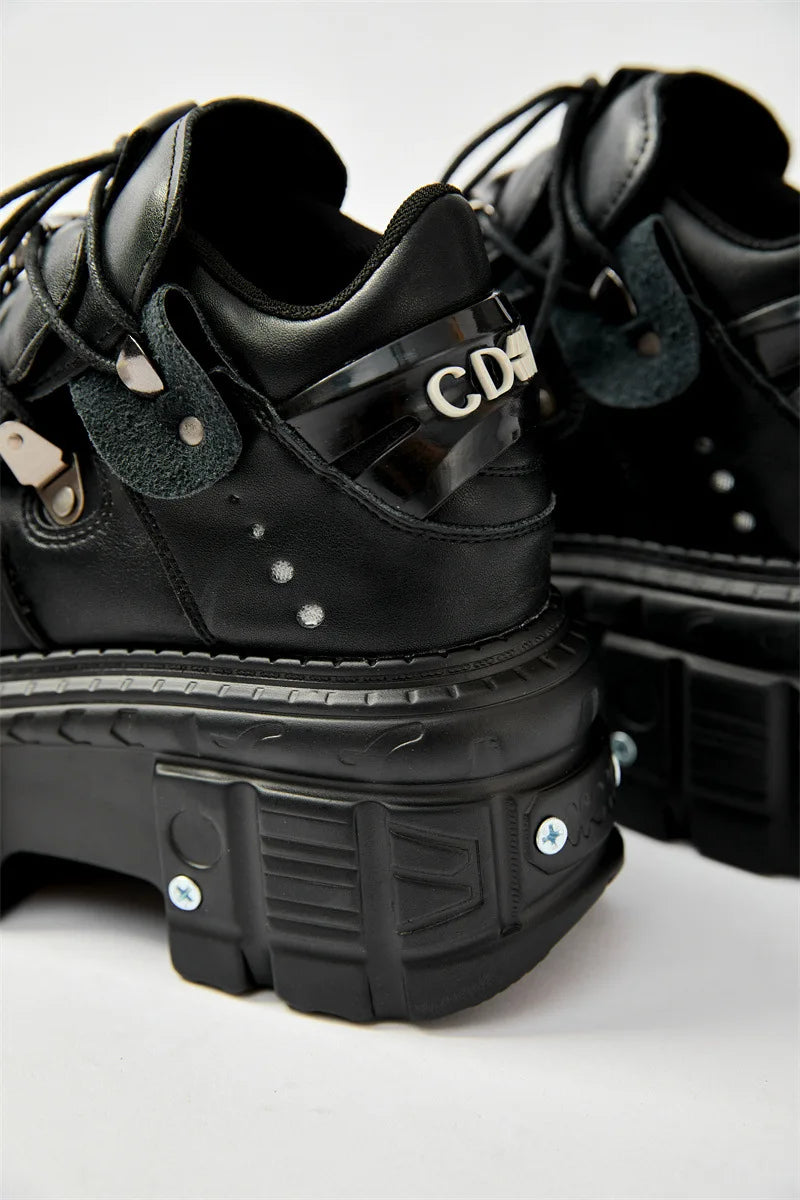 2025 nova plataforma escura feminina heavy metal personalidade goth tênis botas punk 8cm